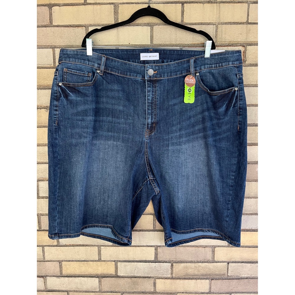 Lane Bryant Curvy Fit Bermuda Shorts Blue Denim High Rise Plus Size 28 NWT